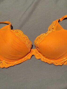 Natori Orange Lace & Mesh Push-up Bra